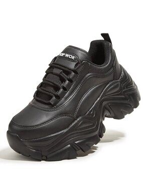 LUCKY STEP Chunky Sneakers for Women Fashion Platform Leather Casual Dad Shoes